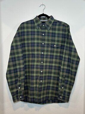 Ralph Lauren Men's Green Blue Plaid Long Sleeve Button Down Shirt Size Medium